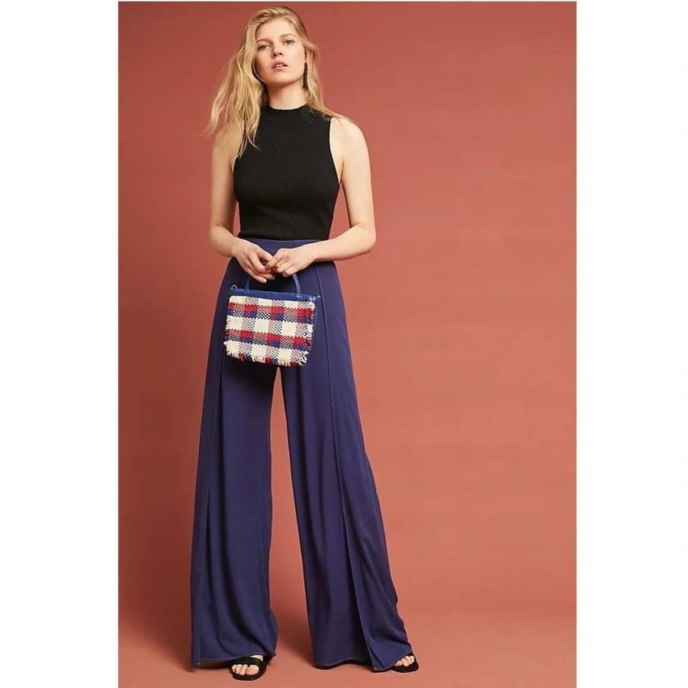 Michael Stars Rylie Rayon Wide Leg Tulip Pants Women Sz M Navy Anthropologie New